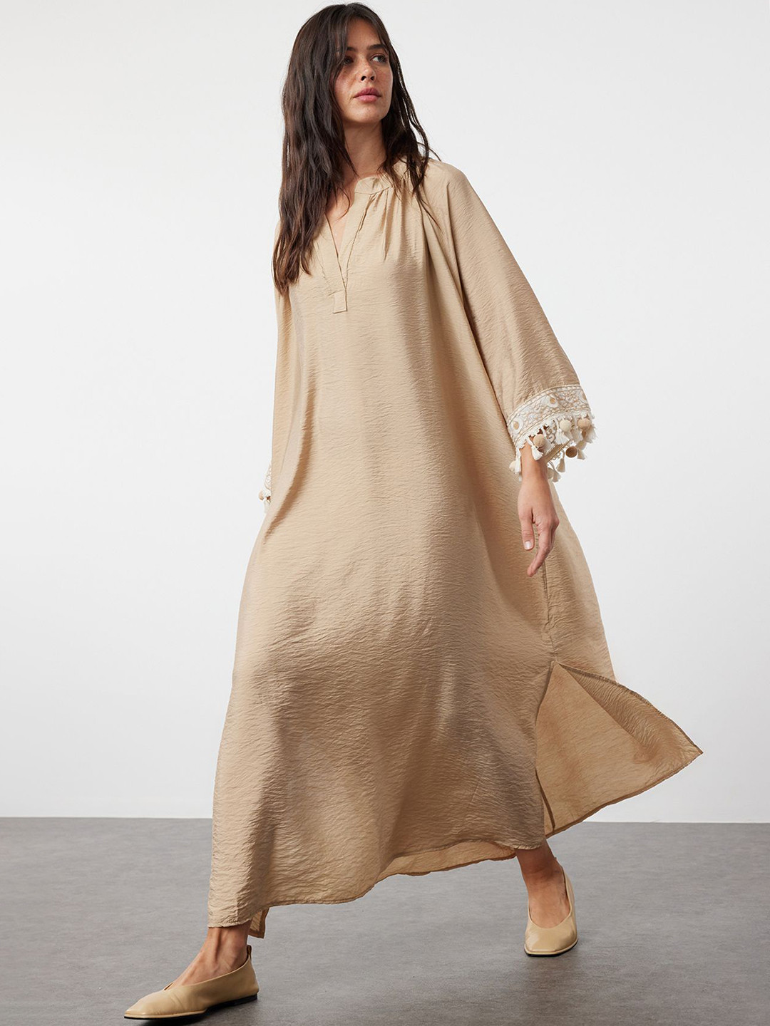 

Trendyol Women Solid A-Line Maxi Dress, Beige