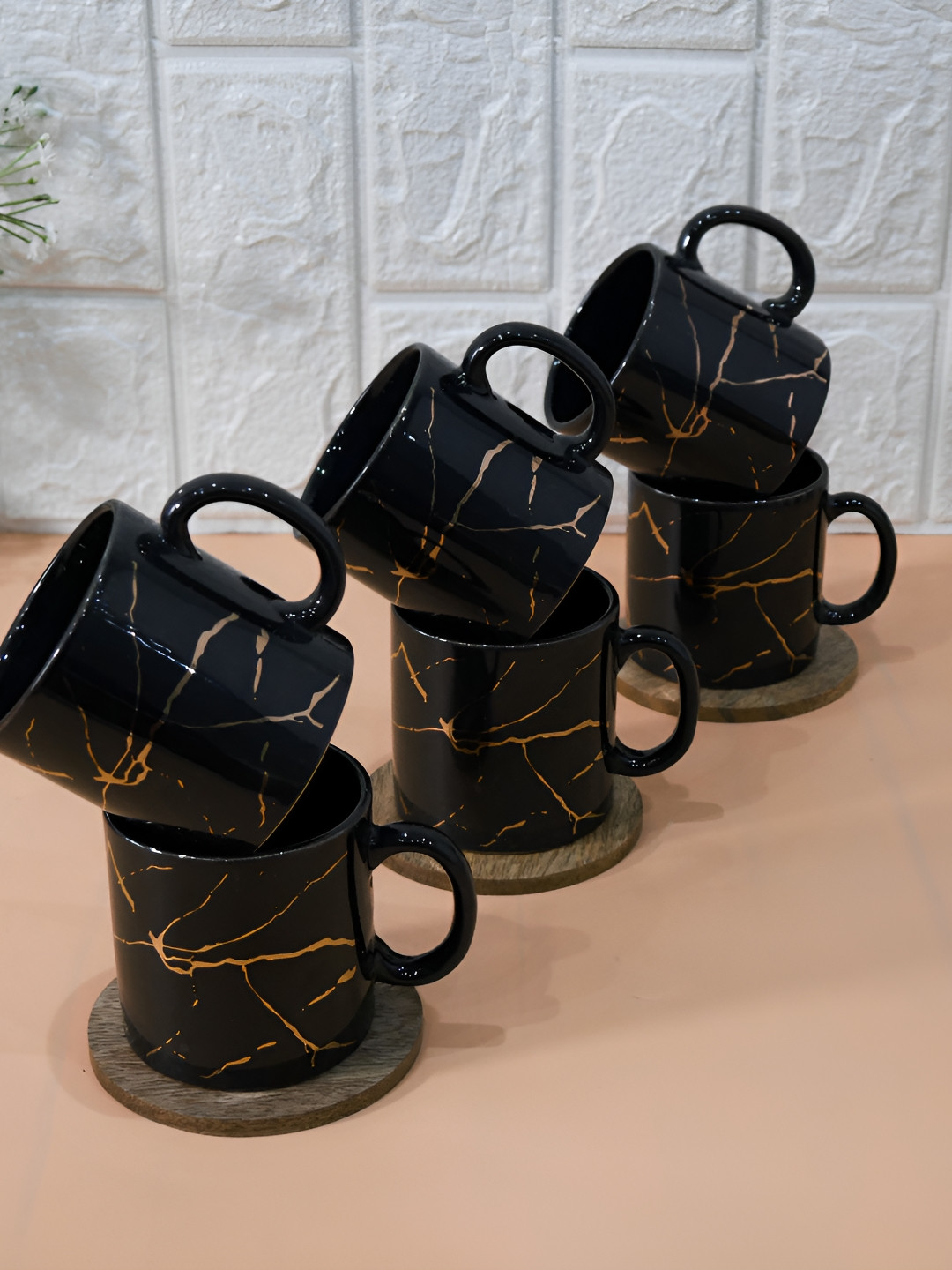 

Femora Grey & Gold-Toned 6 Pieces Geometric Printed Ceramic Glossy Cups