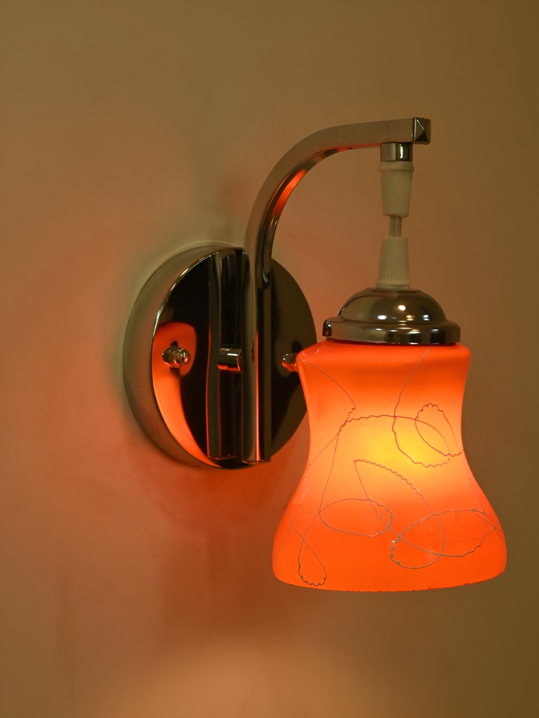 

Afast Orange Colored & White Abstract Printed Glass Contemporary Bell Shaped Wall Lamp