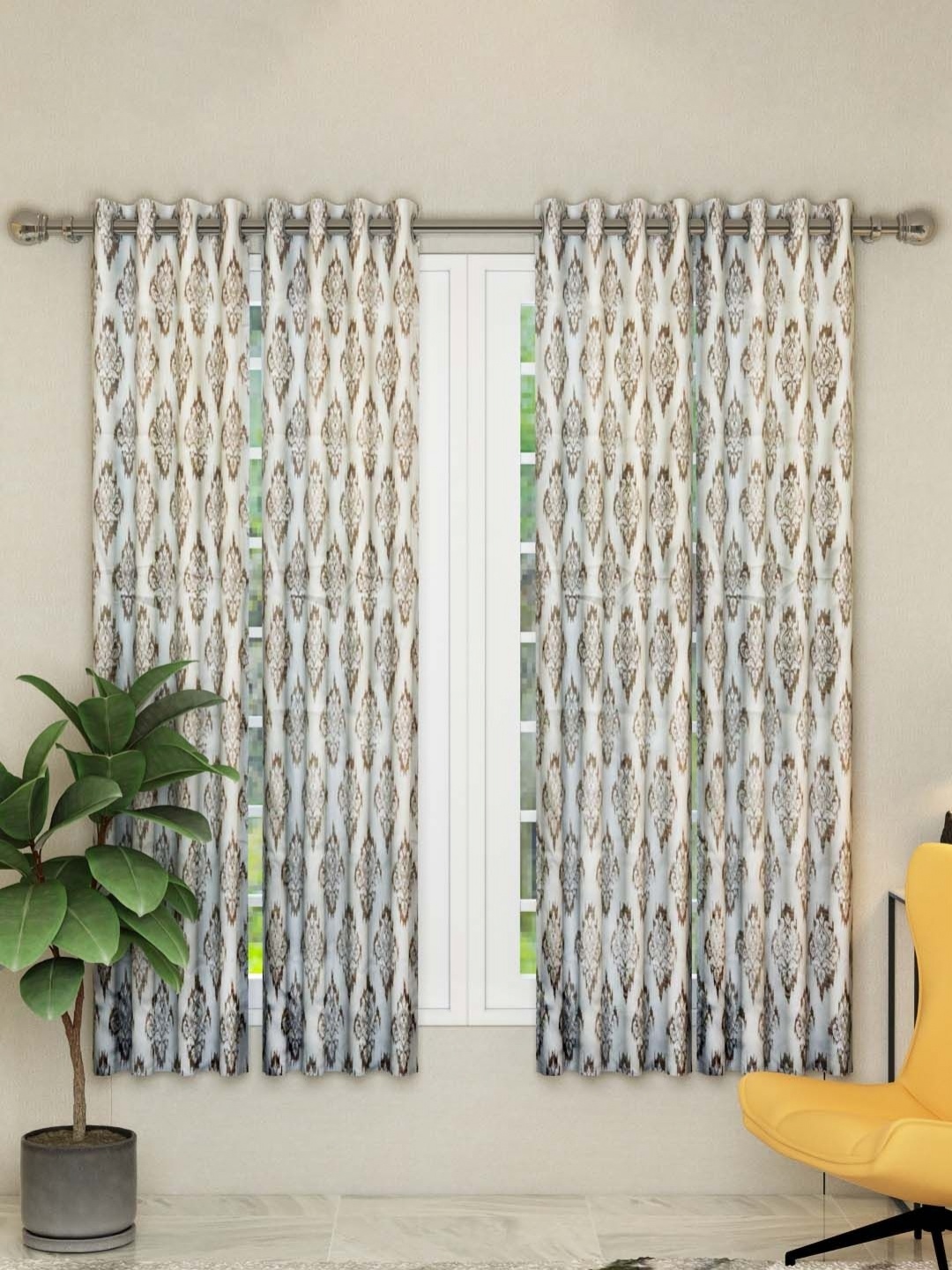 

Aura Grey & White 4 Pieces Ethnic Motifs Window Curtains