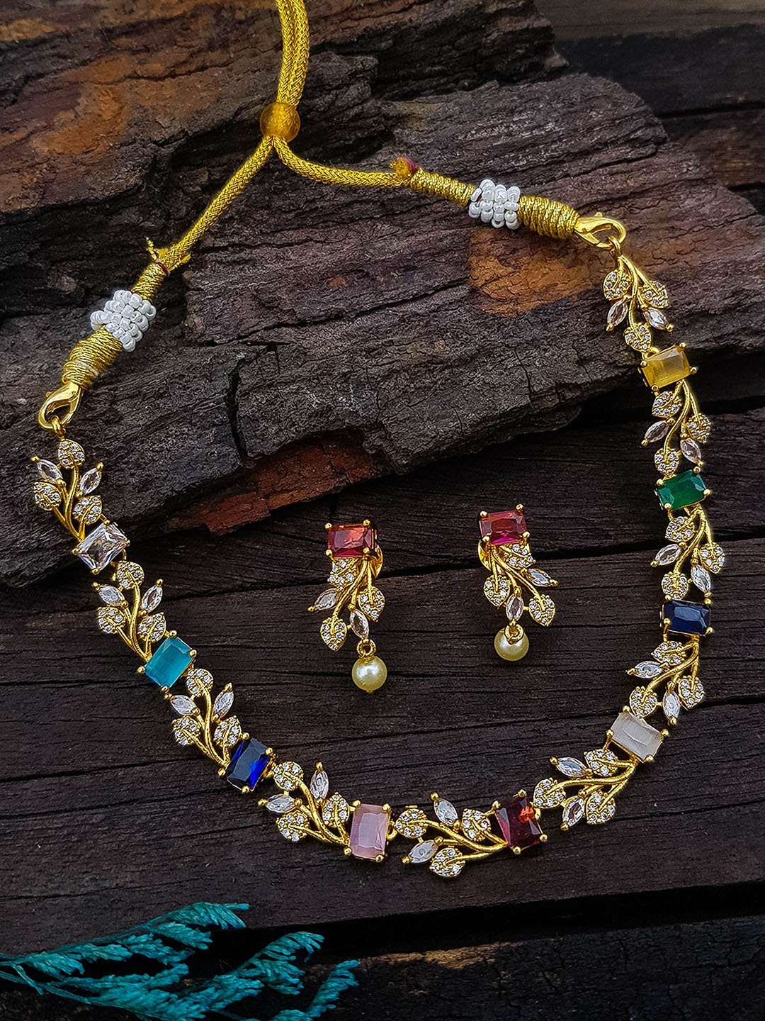 

GRIIHAM Gold-Plated CZ Studded Jewellery Set