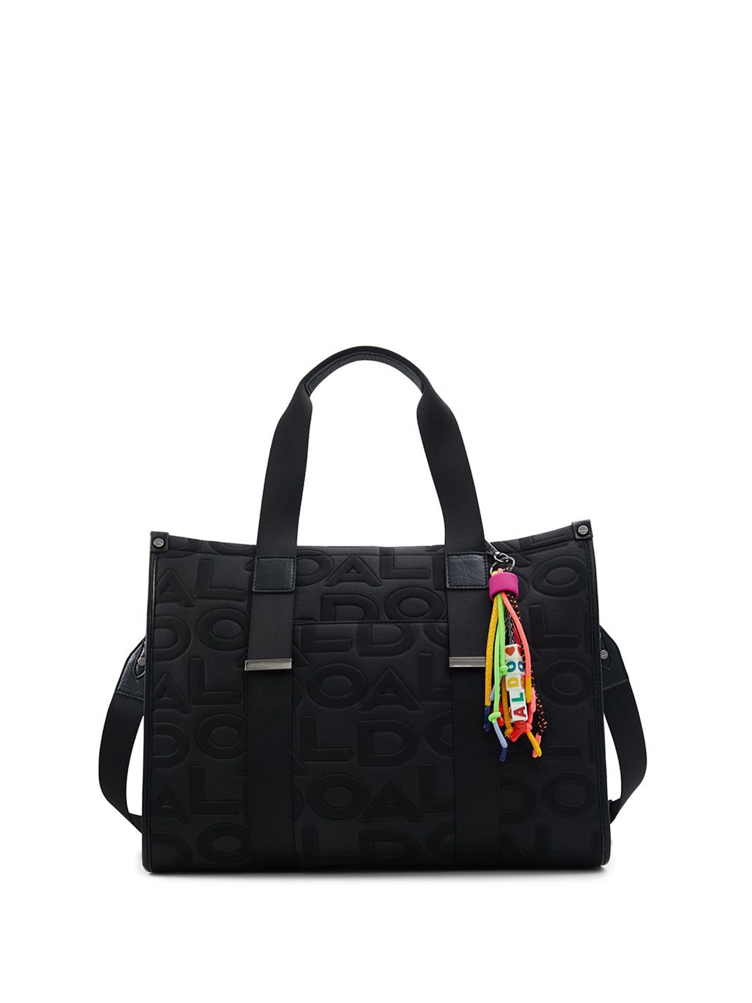 

ALDO Textured Oversized Structured Handheld Bag with Tasselled, Black