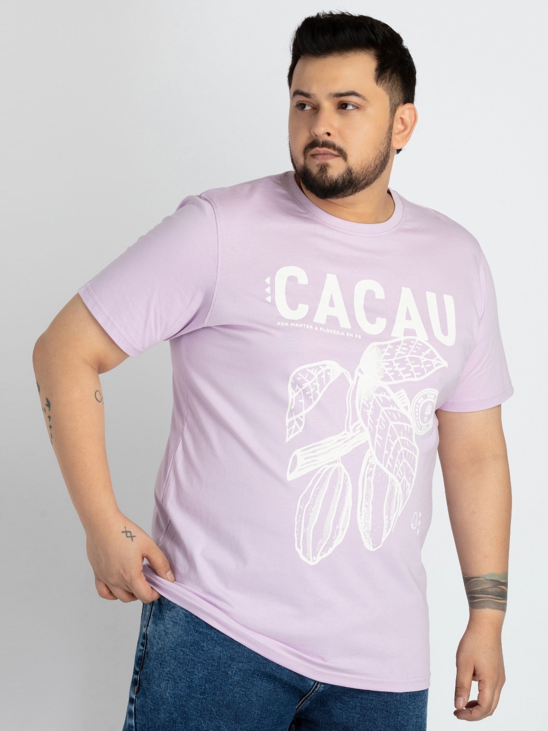 

UNSIZED Men Graphic Printed Round Neck Cotton T-shirt, Purple