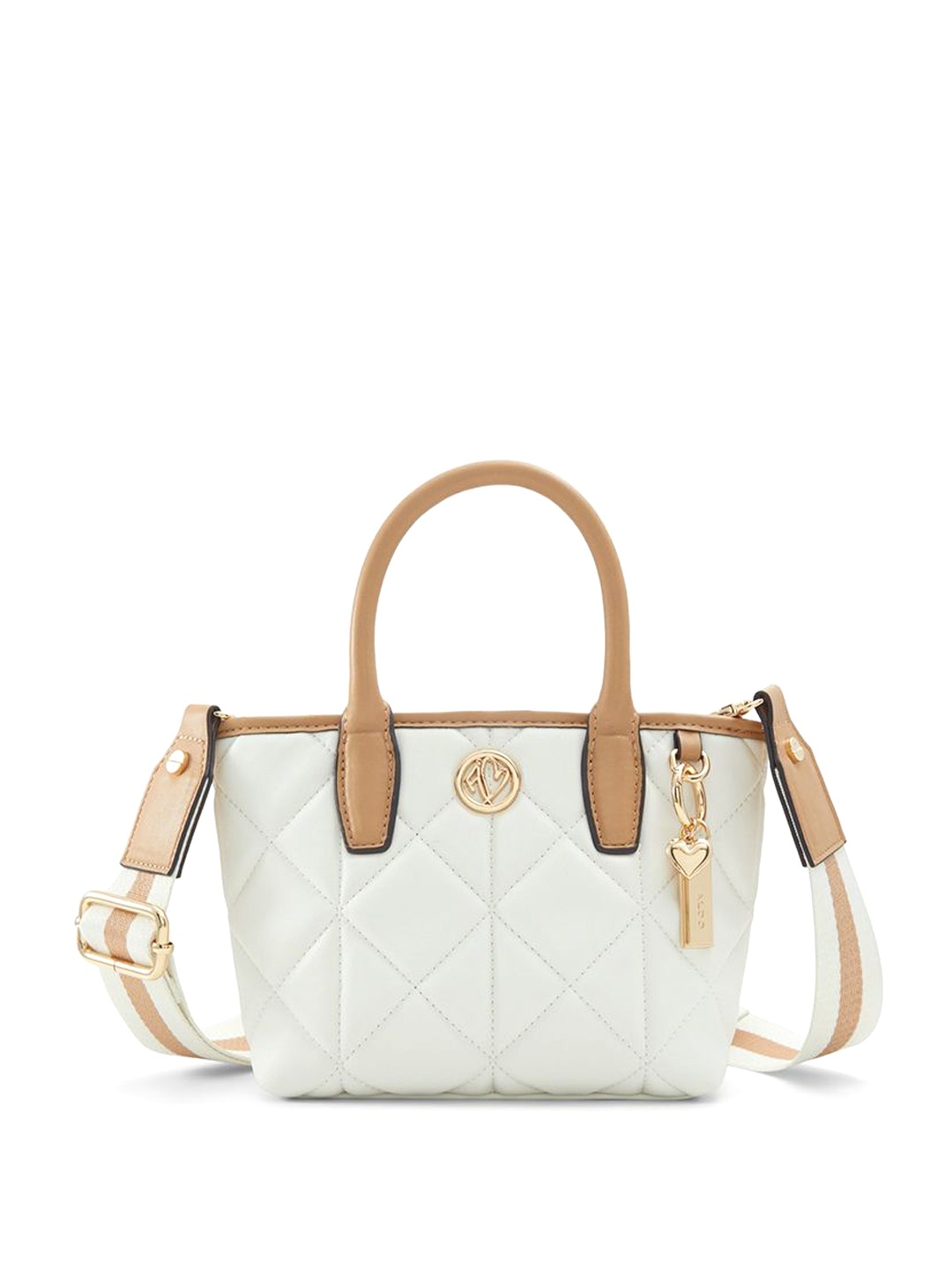 

ALDO Geometric Textured Shopper Handheld Bag with Quilted, Beige