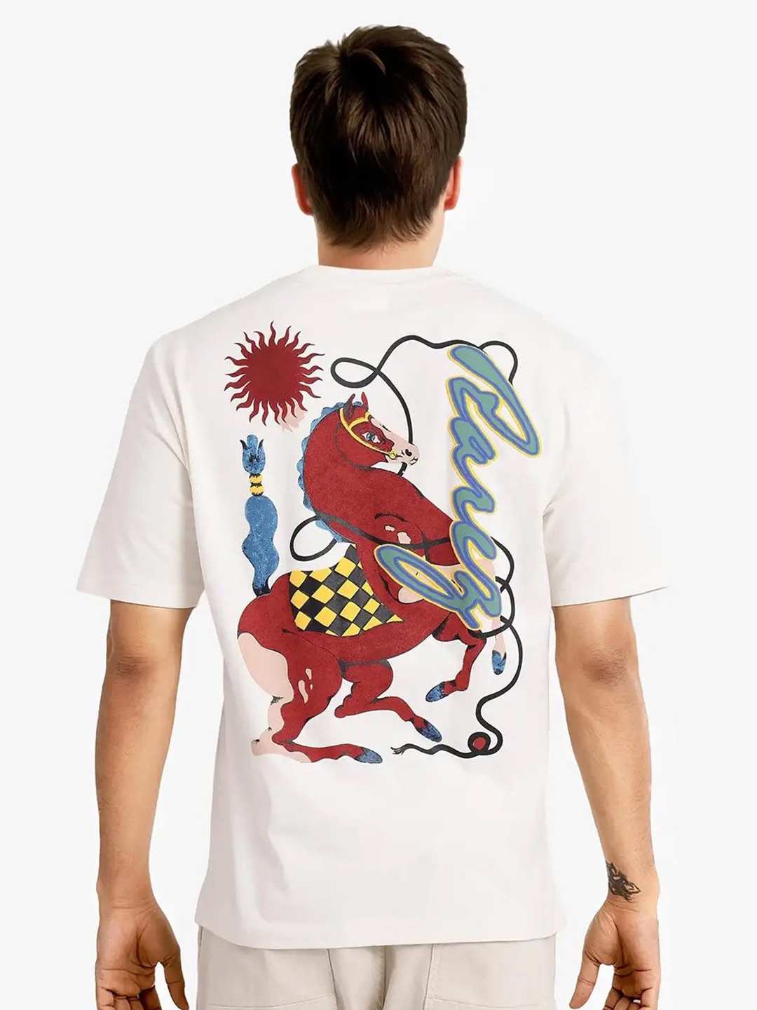 

RARE RABBIT Men Raw Edge T-shirt, Off white
