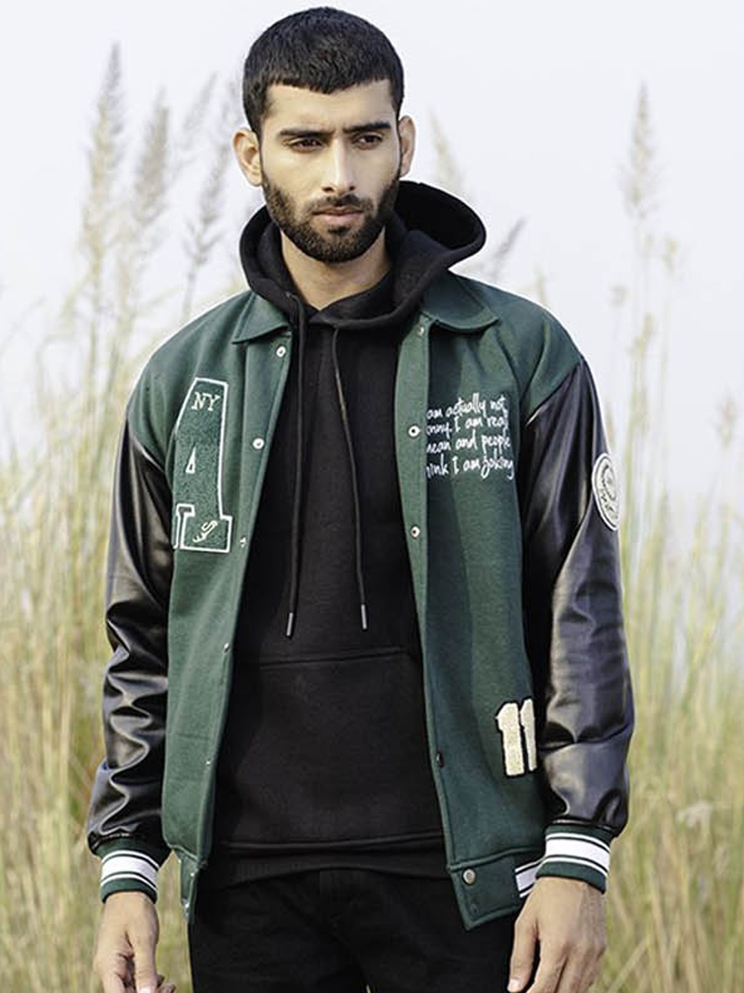 

Tistabene Men Varsity Jacket, Green