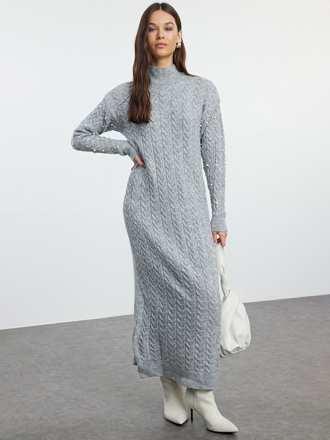 

Trendyol Maxi Mock Neck Dress, Grey