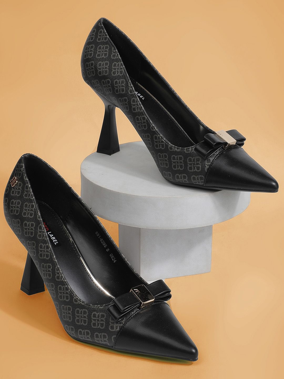

Bata PU Stiletto Pumps with Bows, Black