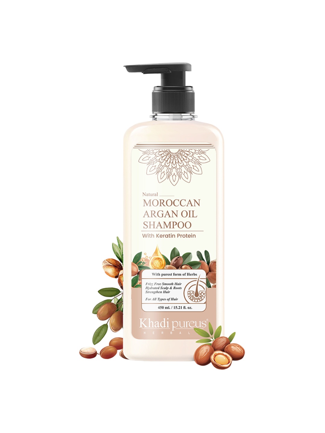 

PUREUS Shreekesha Moroccan Argan Oil Shampoo For Frizz Free Soft & Smooth Hair -450ml, Off white