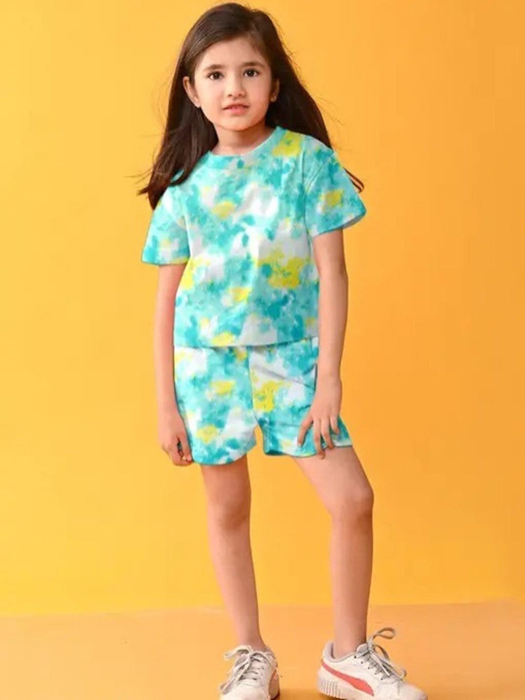 

BAESD Girls Tie - Dye Printed Night suit, Green