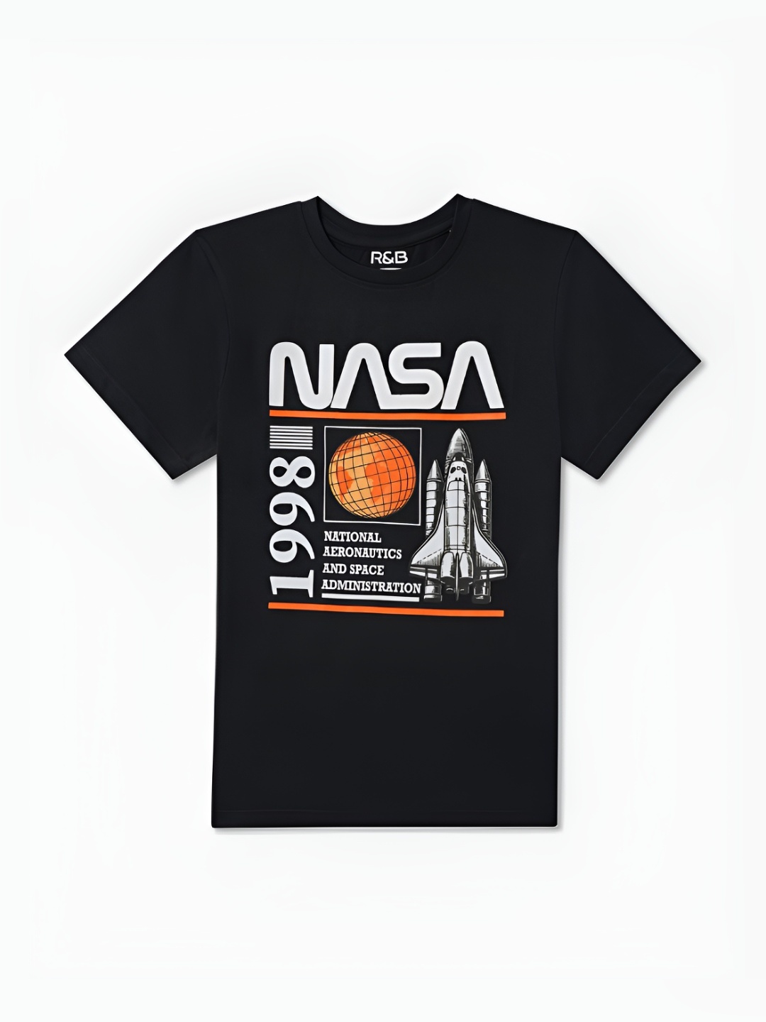 

R&B Boys Graphic Printed Round Neck Cotton T-shirt, Blue