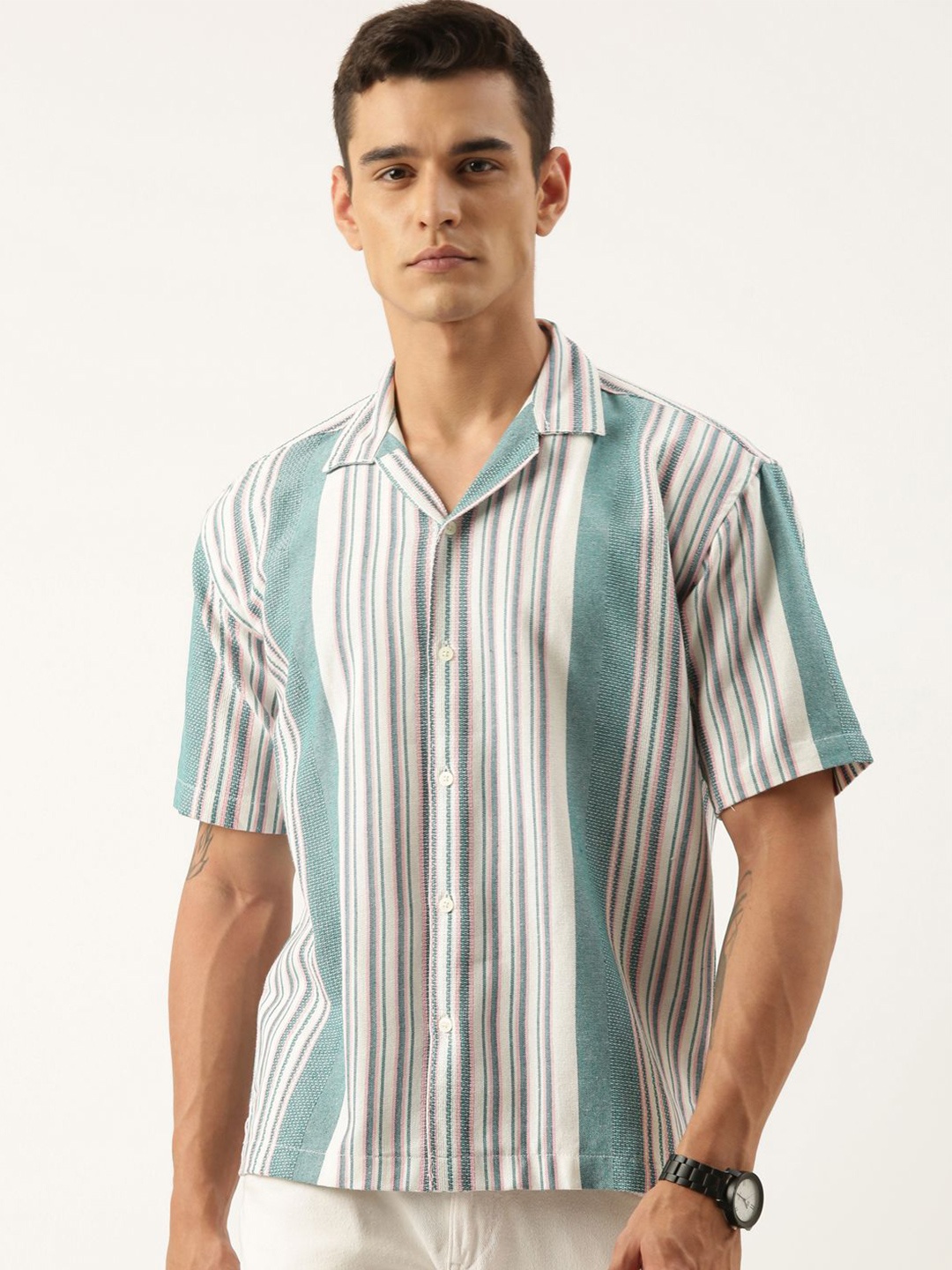 

ROLLER FASHIONS Men Opaque Striped Casual Shirt, Multi