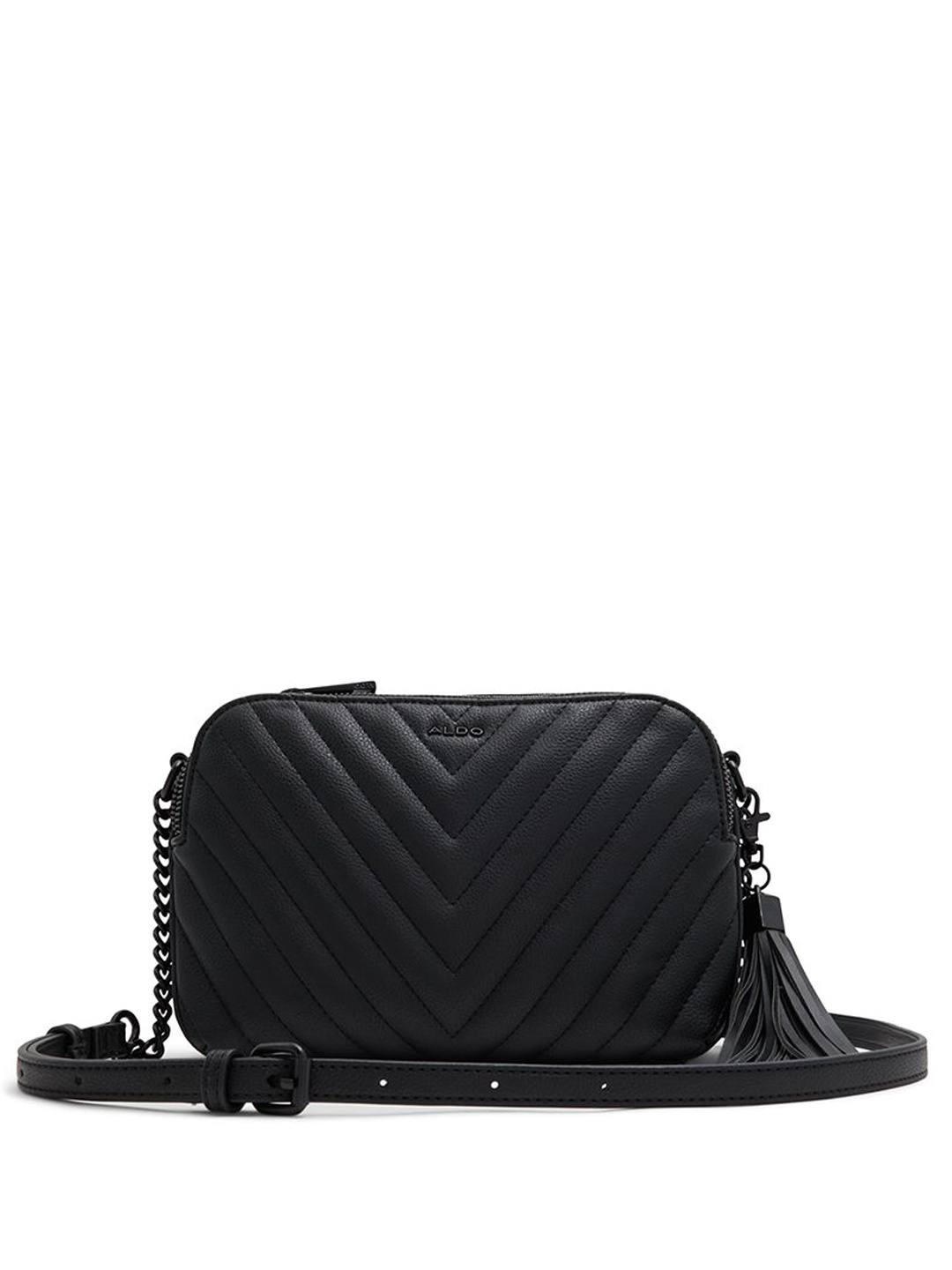 

ALDO Textured Structured Sling Bag with Quilted, Black