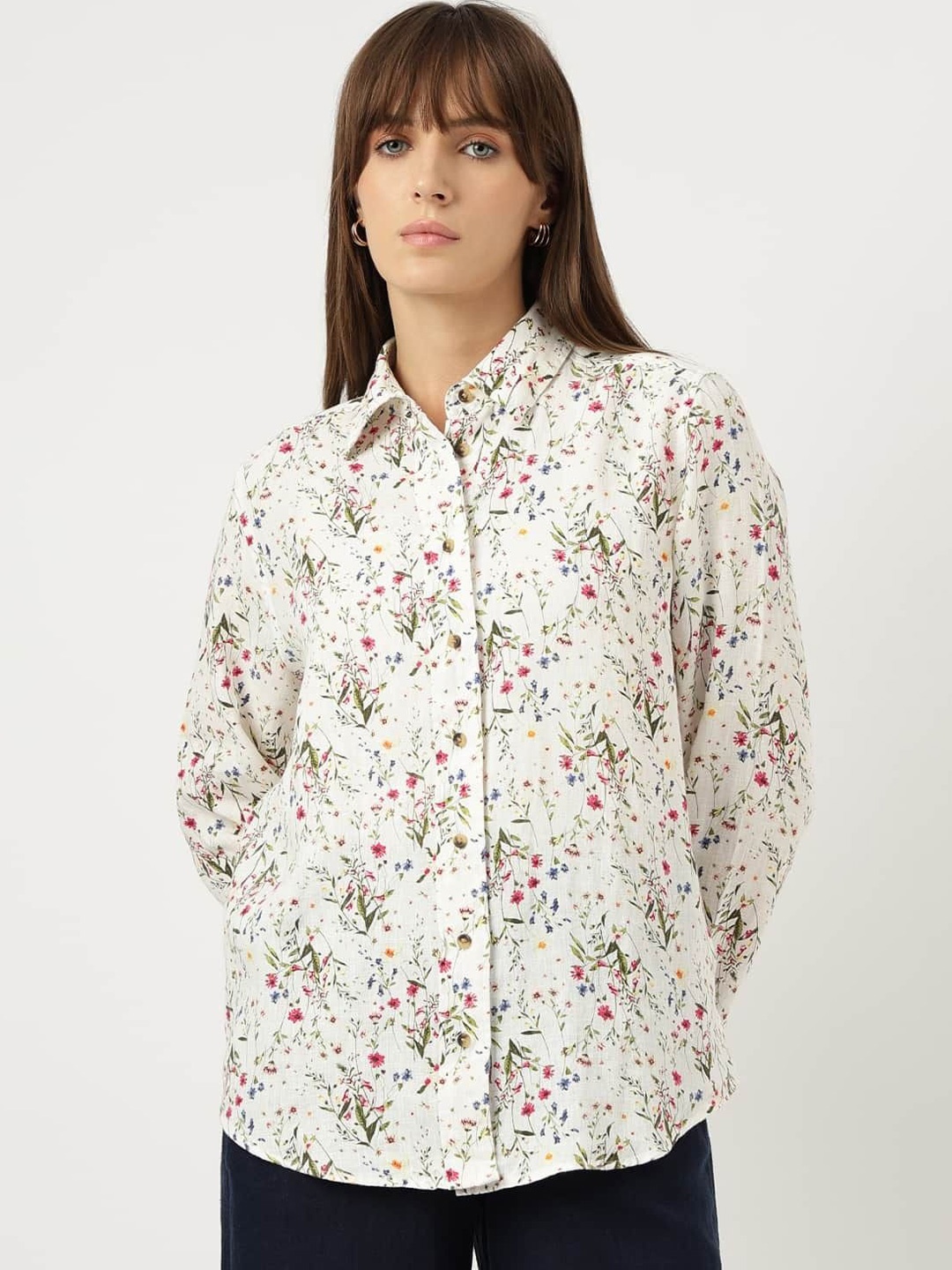 

Marks & Spencer Women Floral Opaque Printed Casual Shirt, Off white