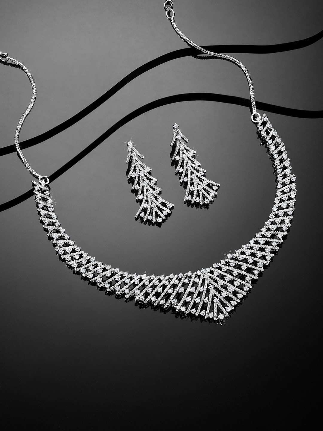 

Peora Silver Plated Cubic Zirconia Studded Jewellery Set