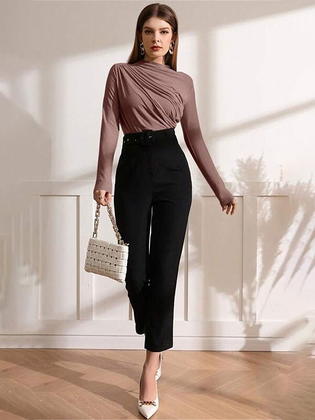 

LULU & SKY High-Low Longline Top, Brown