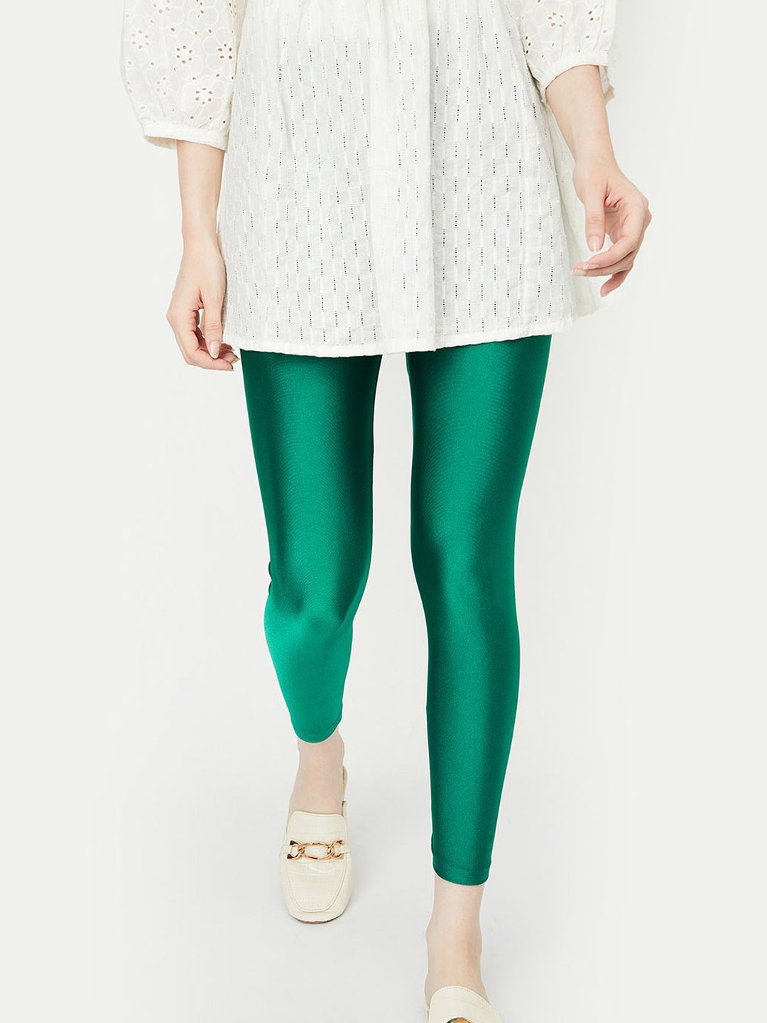 

max Mid-Rise Ankle-Length Leggings, Green