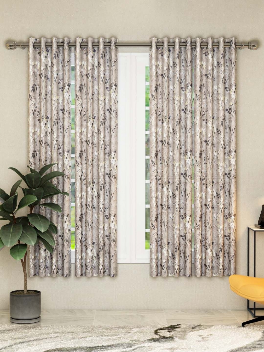

Aura Athom Living Dream Brown & Grey 4 Pieces Floral Window Curtain