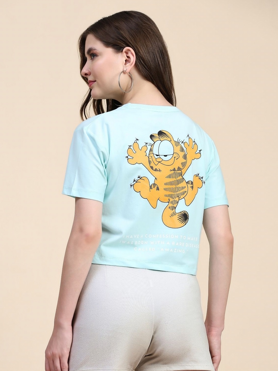

AECK Women Graphic Printed Round Neck Cotton T-shirt, Blue
