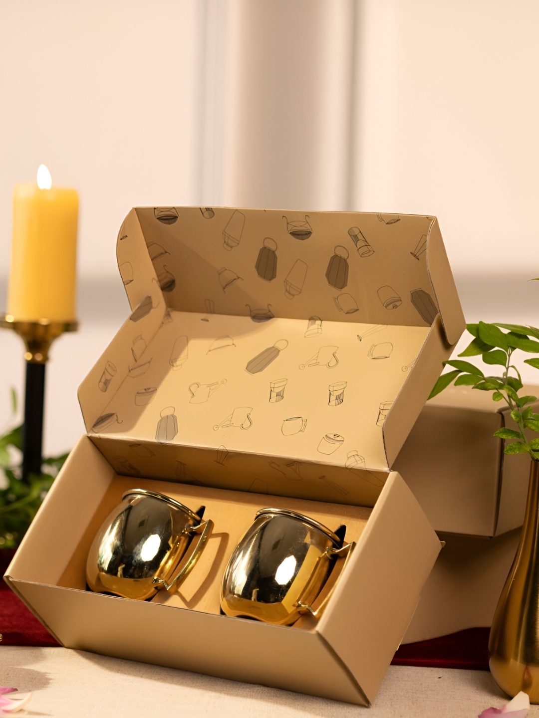 

KANIRY ARTISE OF NOVELTY Gold Toned 2 Pieces Stainless Steel Glossy Cups