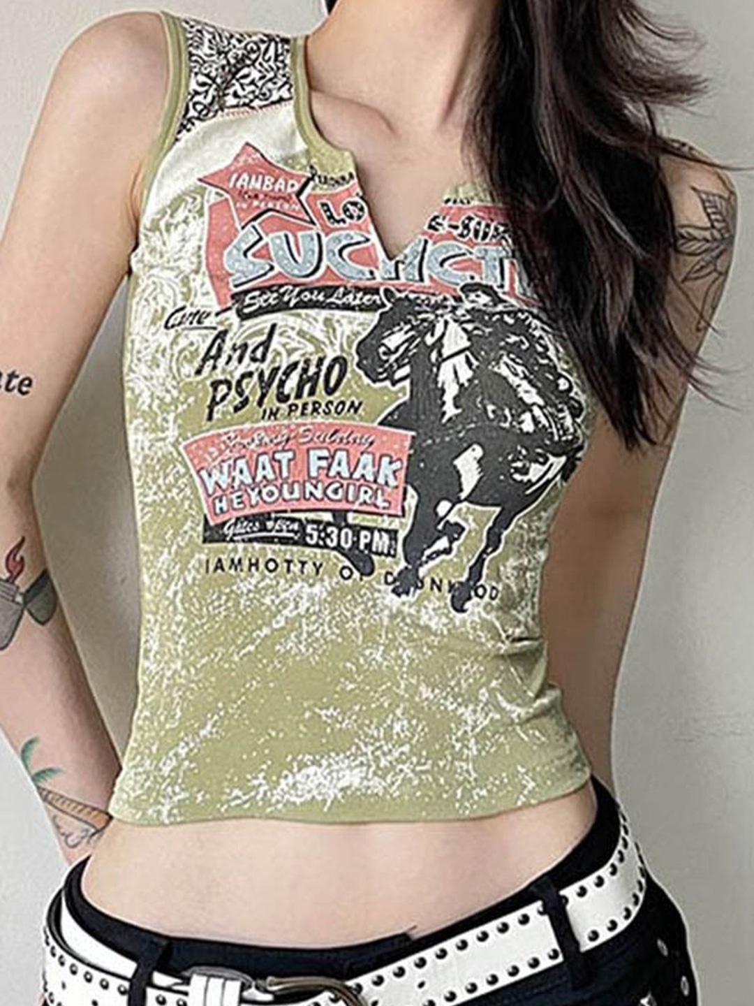 

LULU & SKY Print Cotton Crop Top, Green