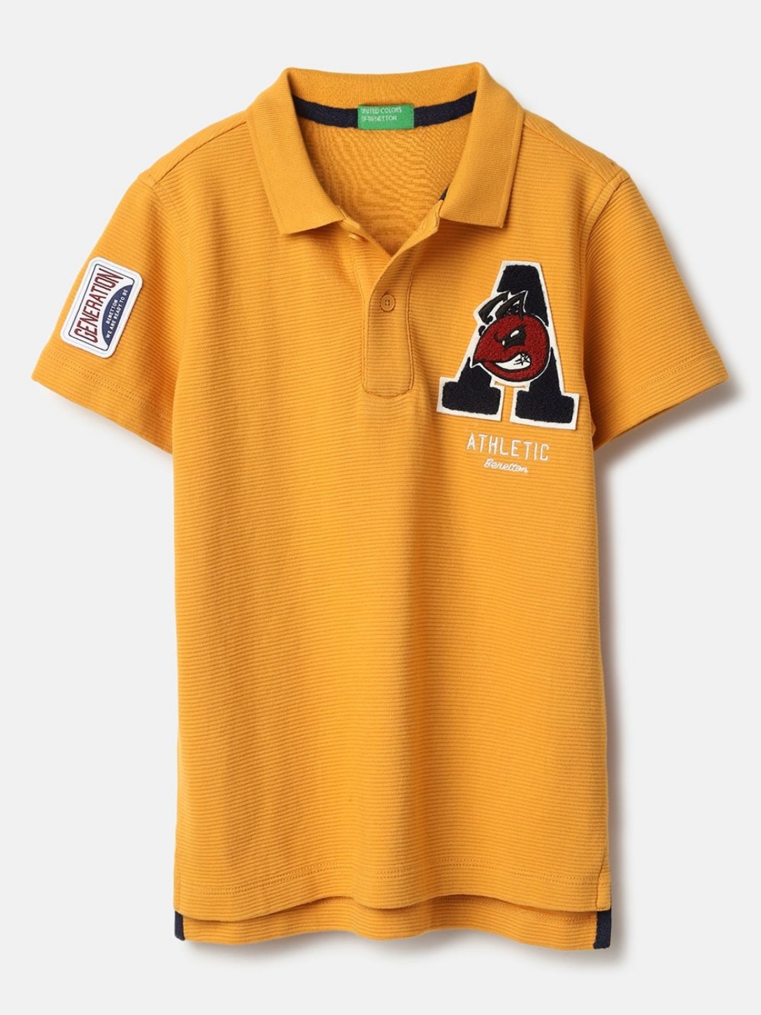 

United Colors of Benetton Boys Solid Polo Collar Pure Cotton T-shirt, Yellow