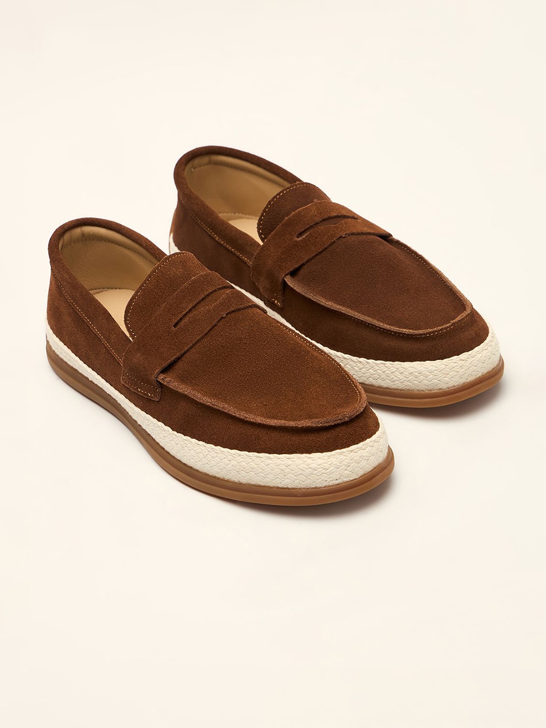 

THE BEAR HOUSE Men Suede Loafers for Casual Wear, Brown