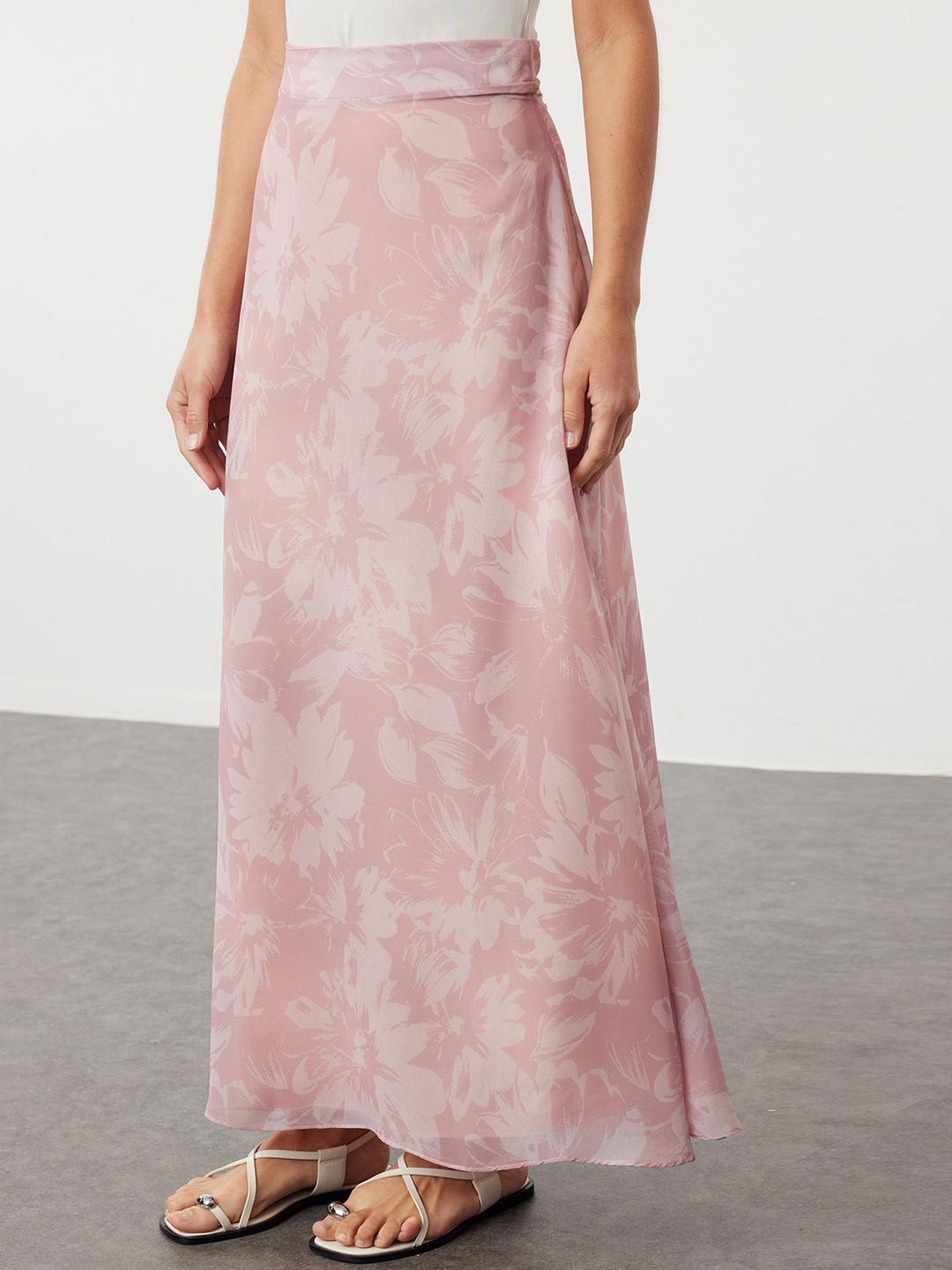 

Trendyol A-line Floral Flared Maxi Skirts, Pink