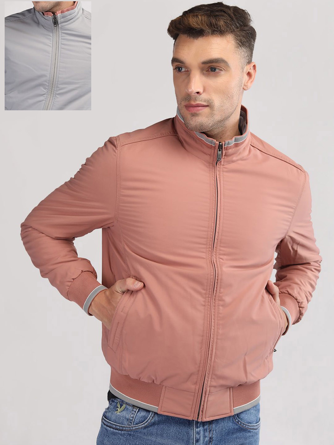 

LURE URBAN Men Reversible Outdoor Puffer Jacket, Peach