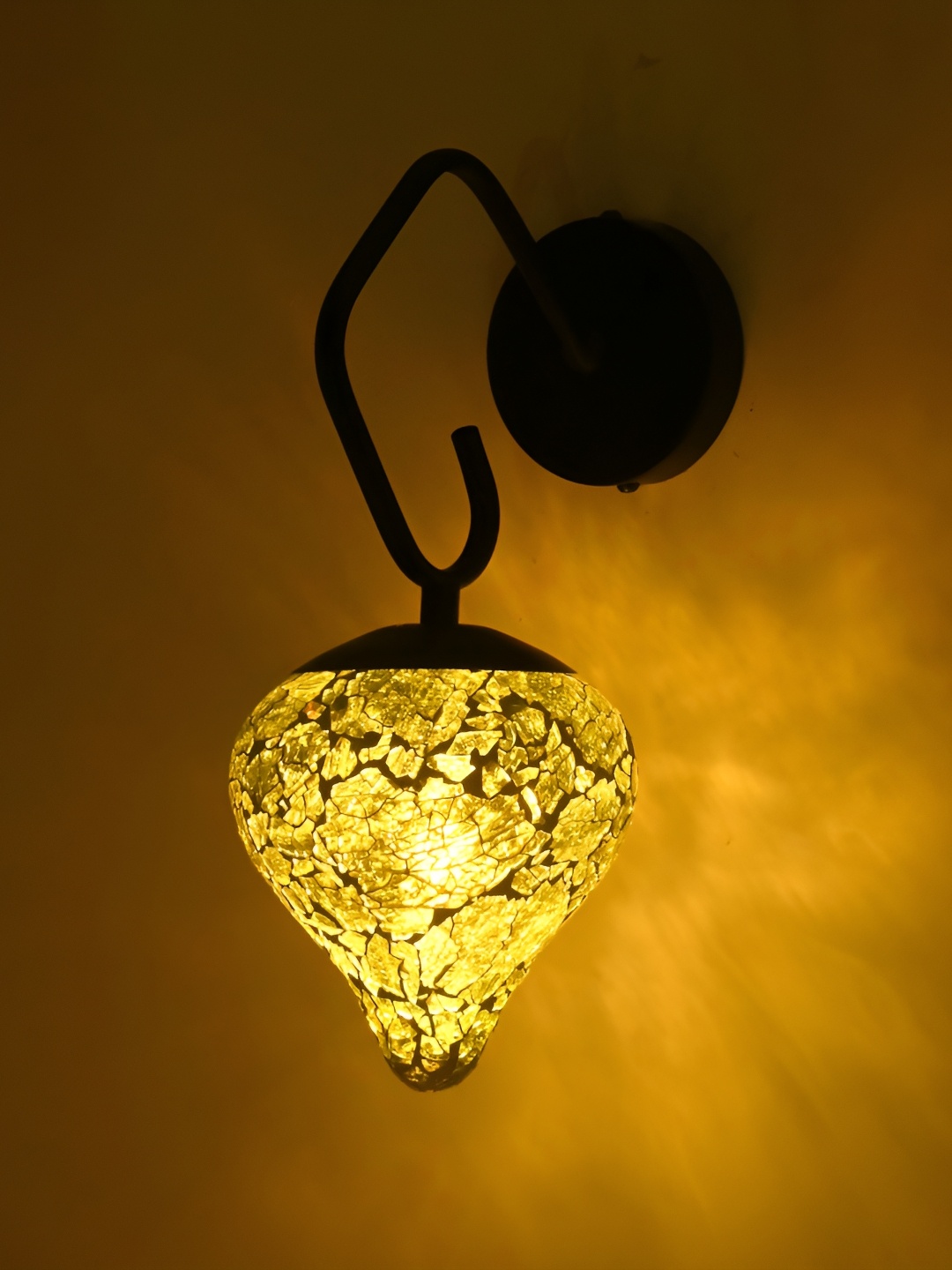 

Afast Yellow & Black Textured Glass Contemporary Abstract Shaped Wall Lamp