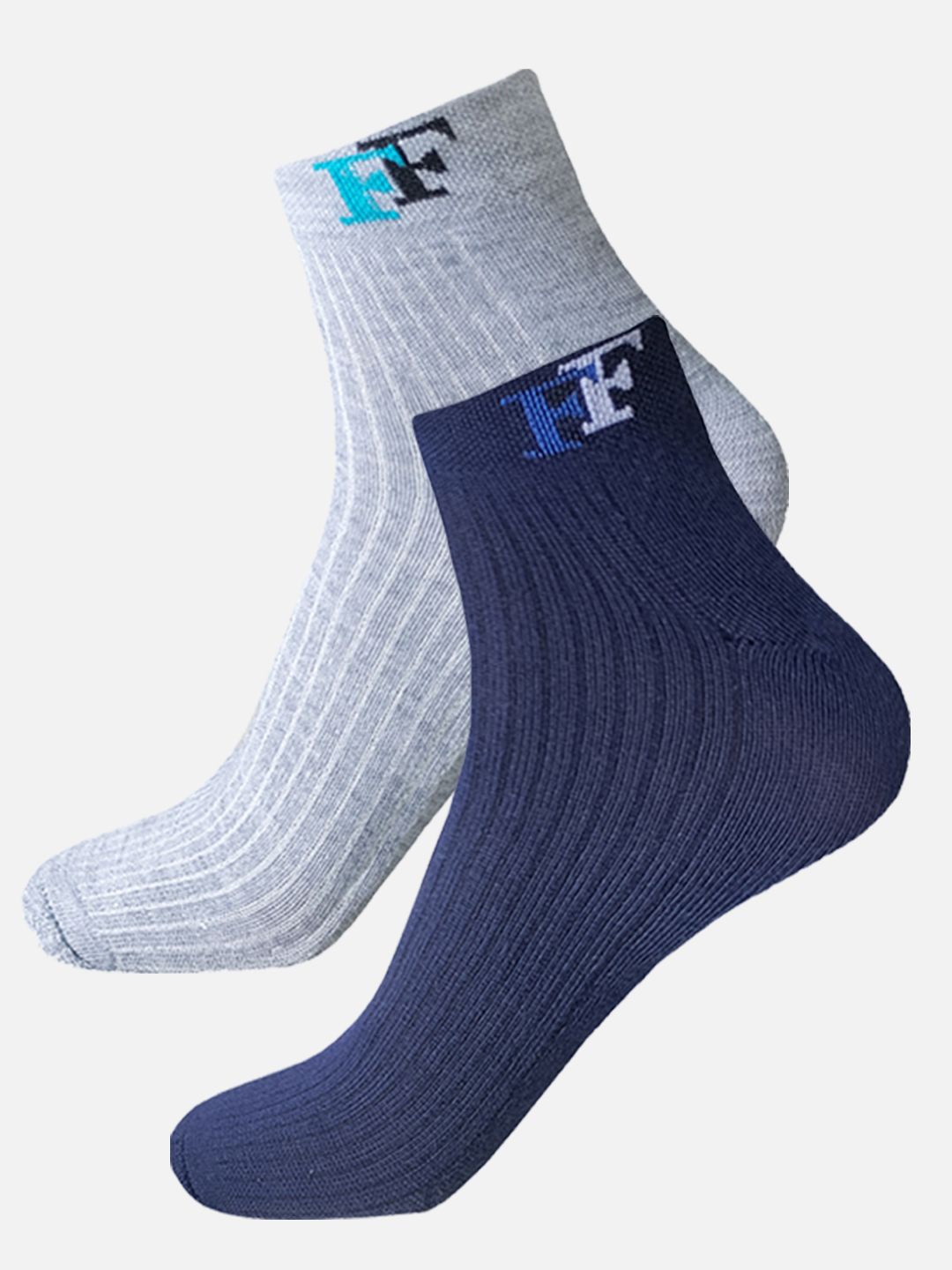 

FIMS Men Pack Of 2 Striped Ankle Length Socks, Grey