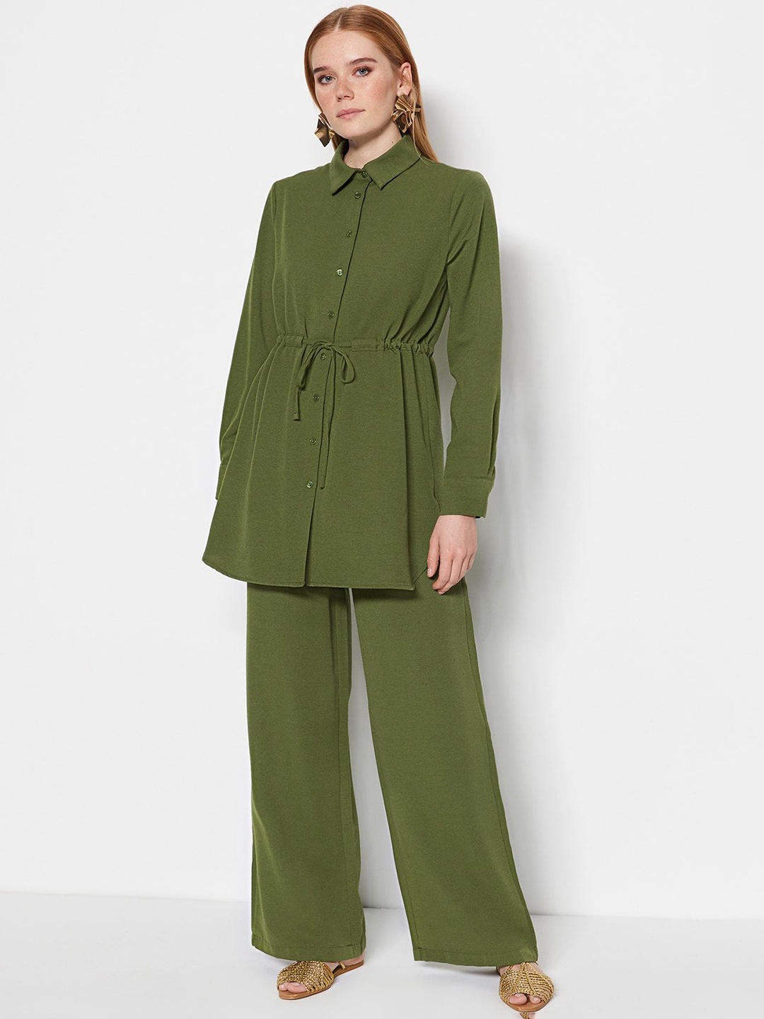 

Trendyol Long Sleeves Shirt With Trousers, Khaki