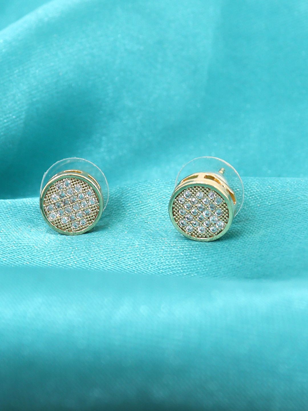 

VAGHBHATT Men Gold-Plated Cubic Zirconia Studded Circular Hip Hop Studs