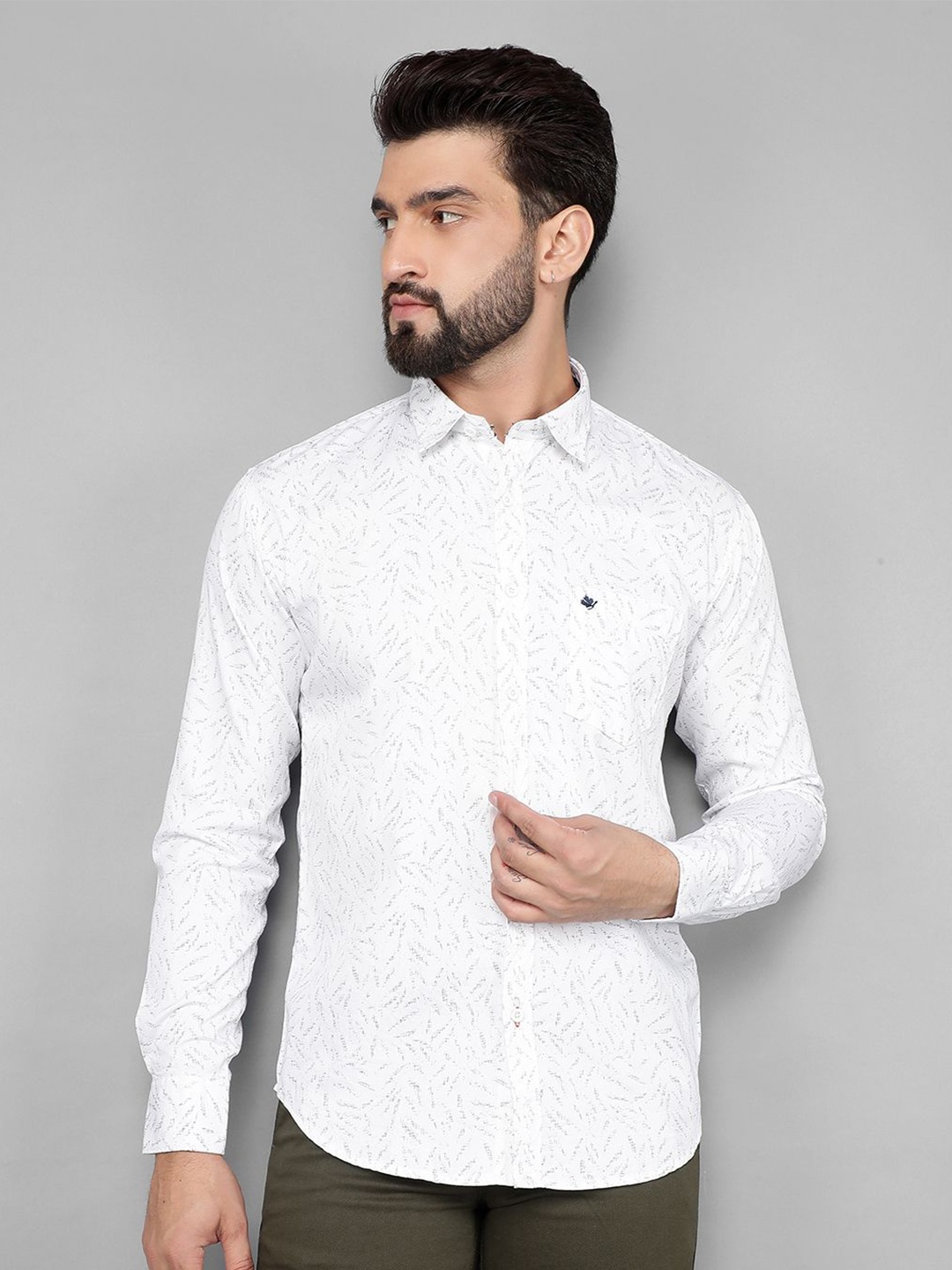 

COBB Men Slim Fit Floral Opaque Printed Casual Shirt, White