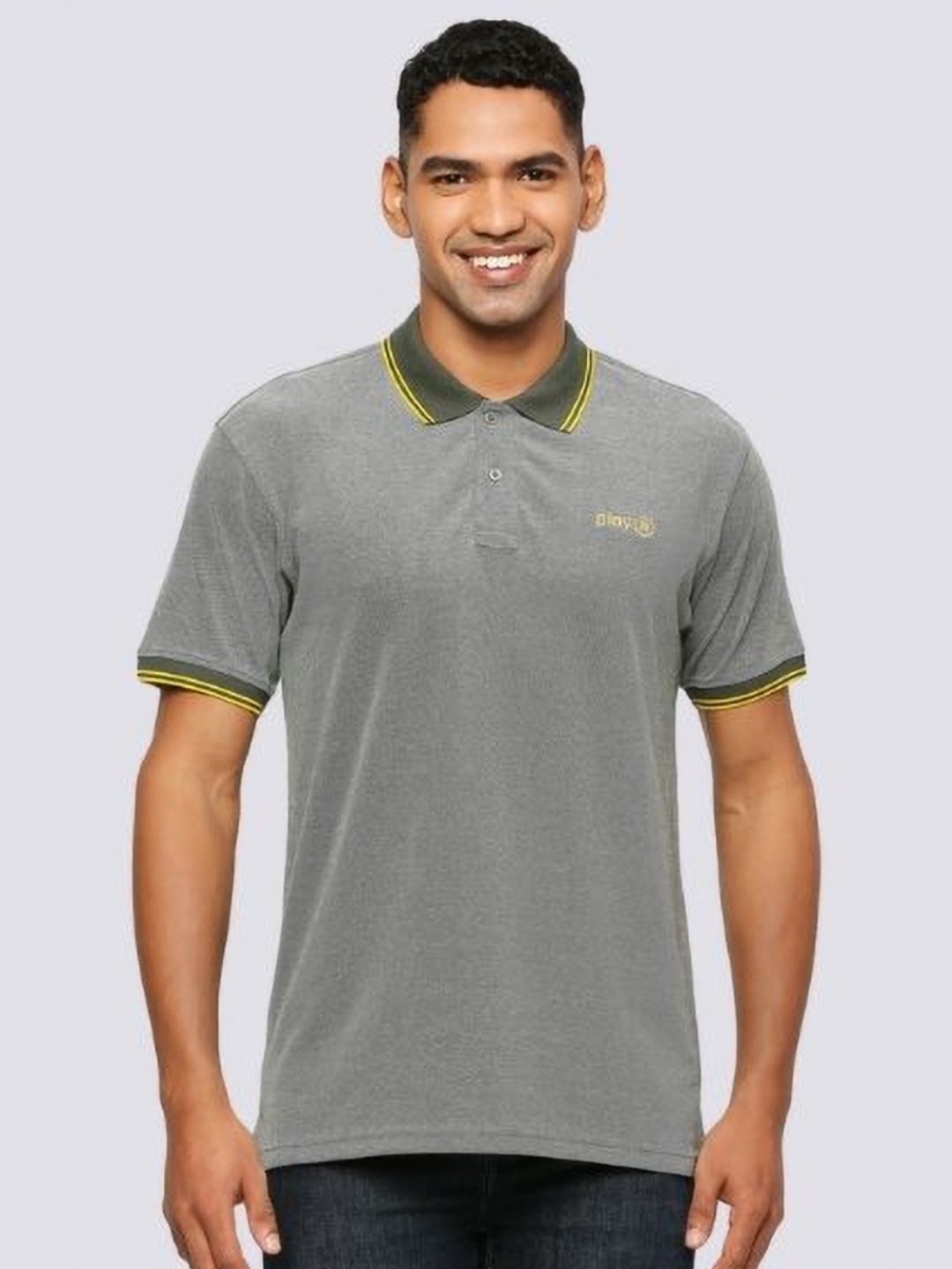 

playR Men Dri-FIT Solid Polo Collar Cotton T-shirt, Grey