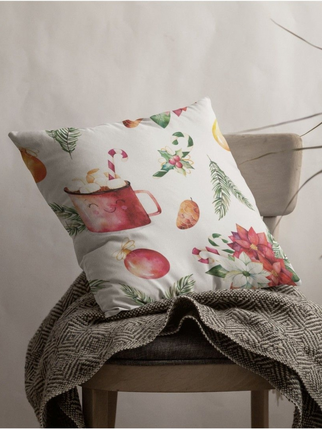 

THEYAYACAFE White & Red Floral Square Cushion Covers