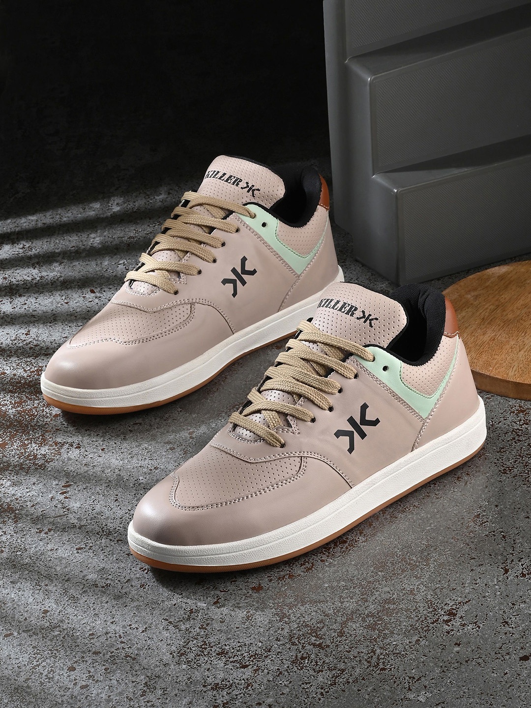 

Killer Men Leather Casual Lace Up Sneakers, Beige