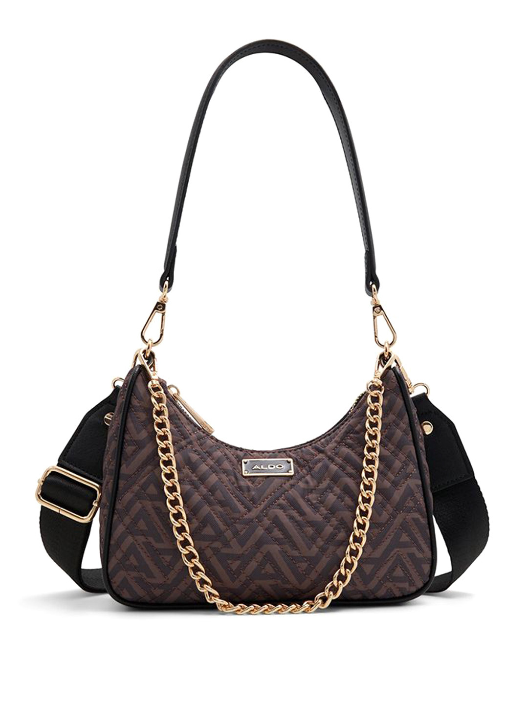 

ALDO Geometric Textured Structured Handheld Bag with Quilted, Brown