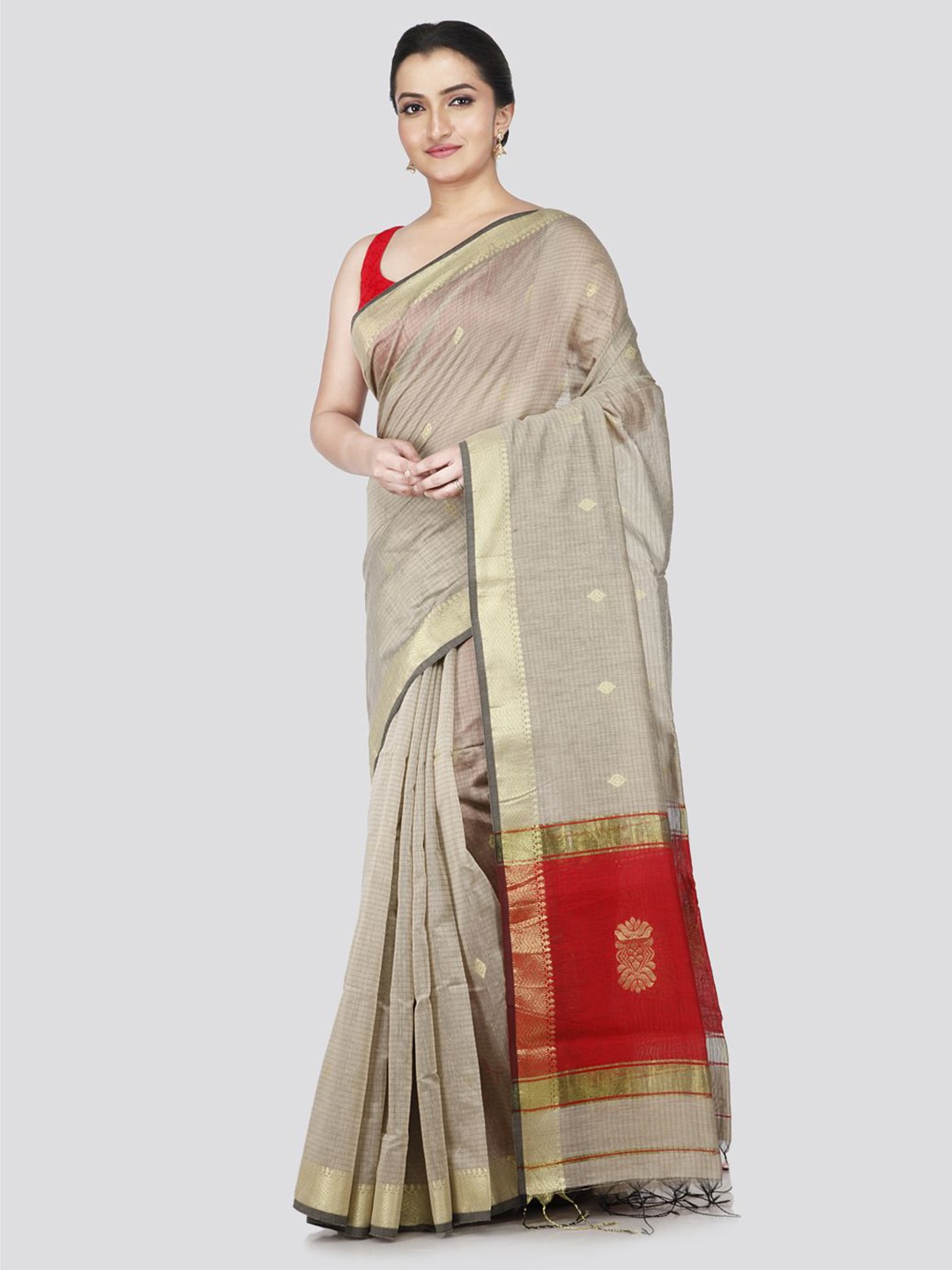 

PinkLoom Woven Design Zari Saree, Beige