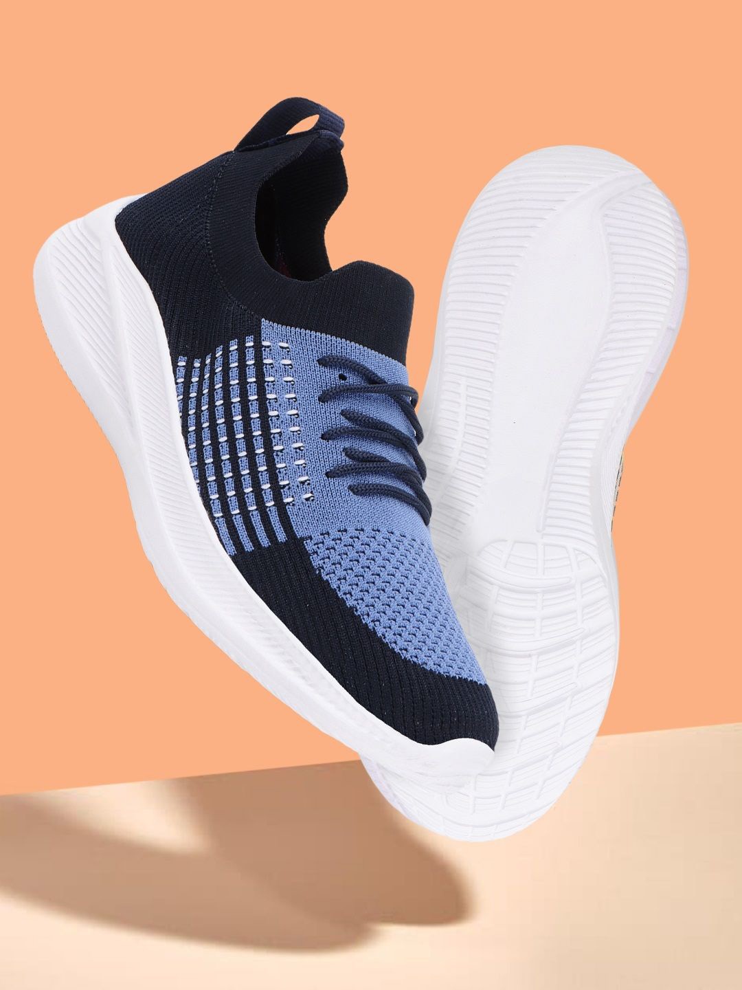 

SPRENGE Men Woven Design Lace-Ups Sneakers, Navy blue