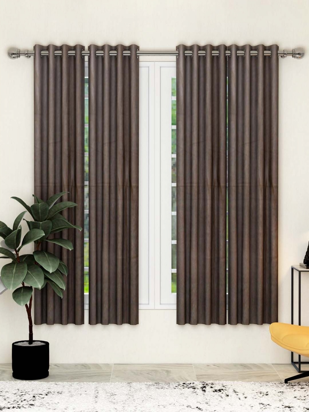 

Aura Brown 2 Pieces Window Curtain