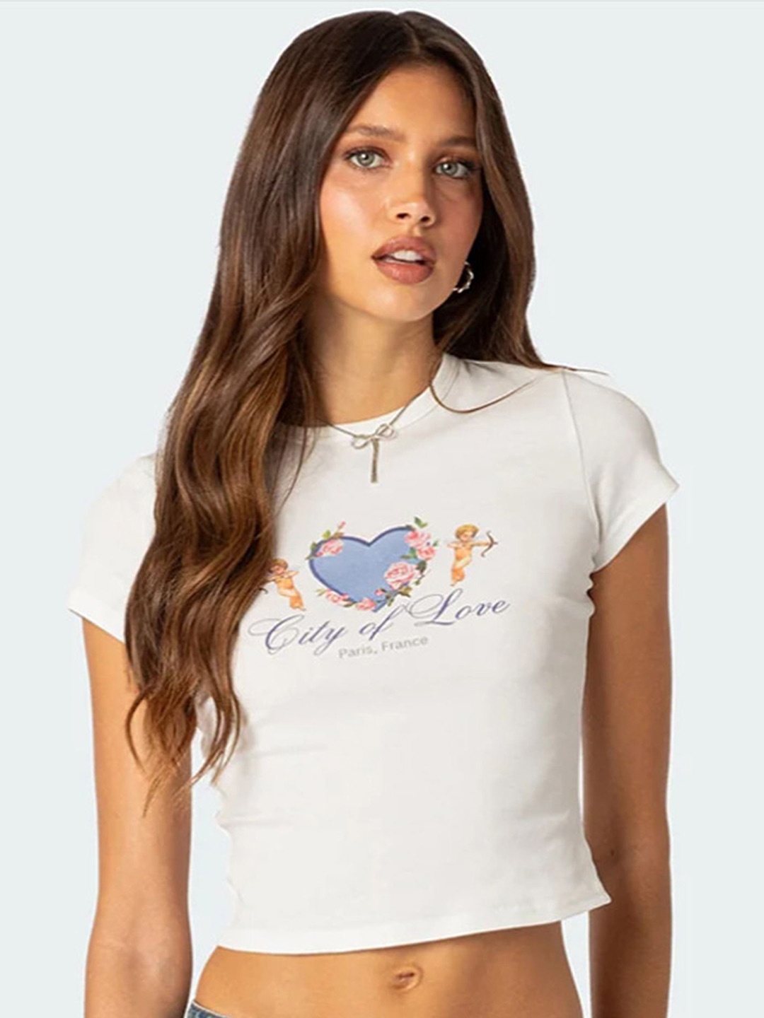 

LULU & SKY Print Crop Top, White