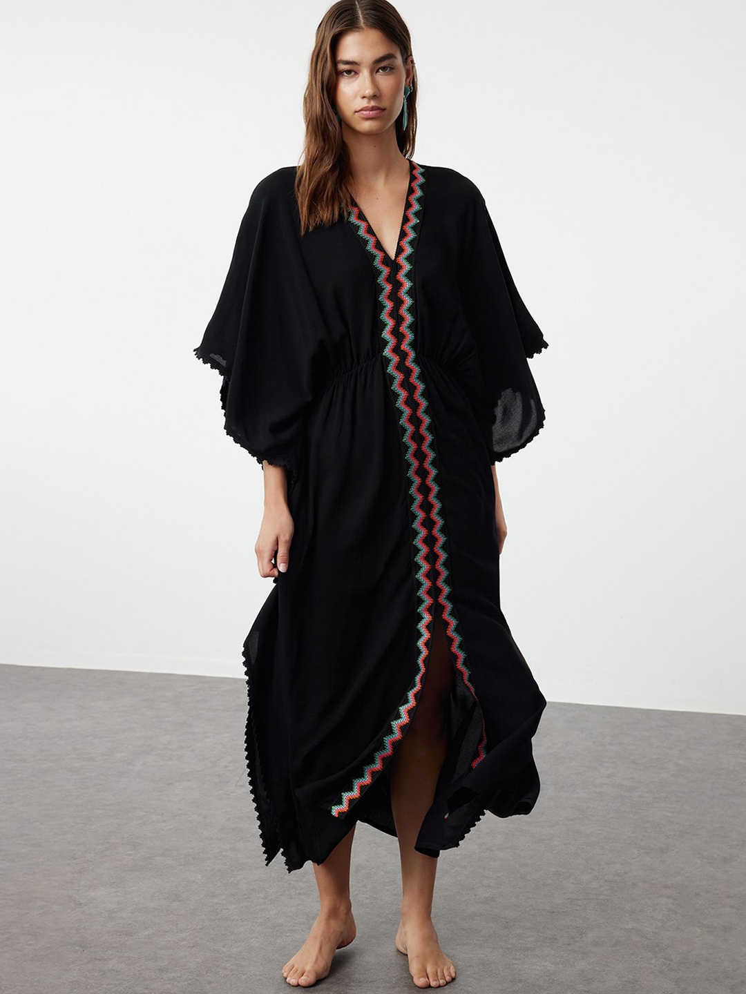

Trendyol Batwing Sleeve Kaftan Midi Dress, Black
