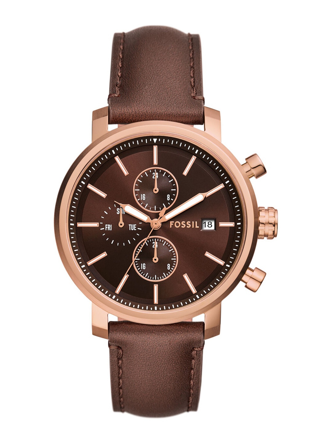 

Fossil Men Dial & Leather Straps Analogue Multi Function Watch BQ2877-Brown