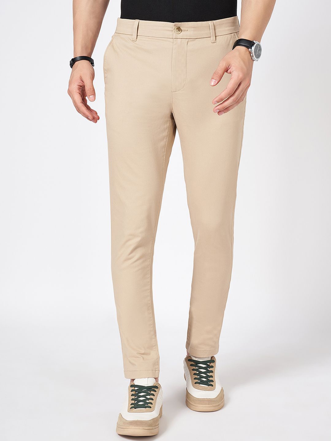 

BYFORD by Pantaloons Men Solid Slim Fit Chinos Trousers, Beige