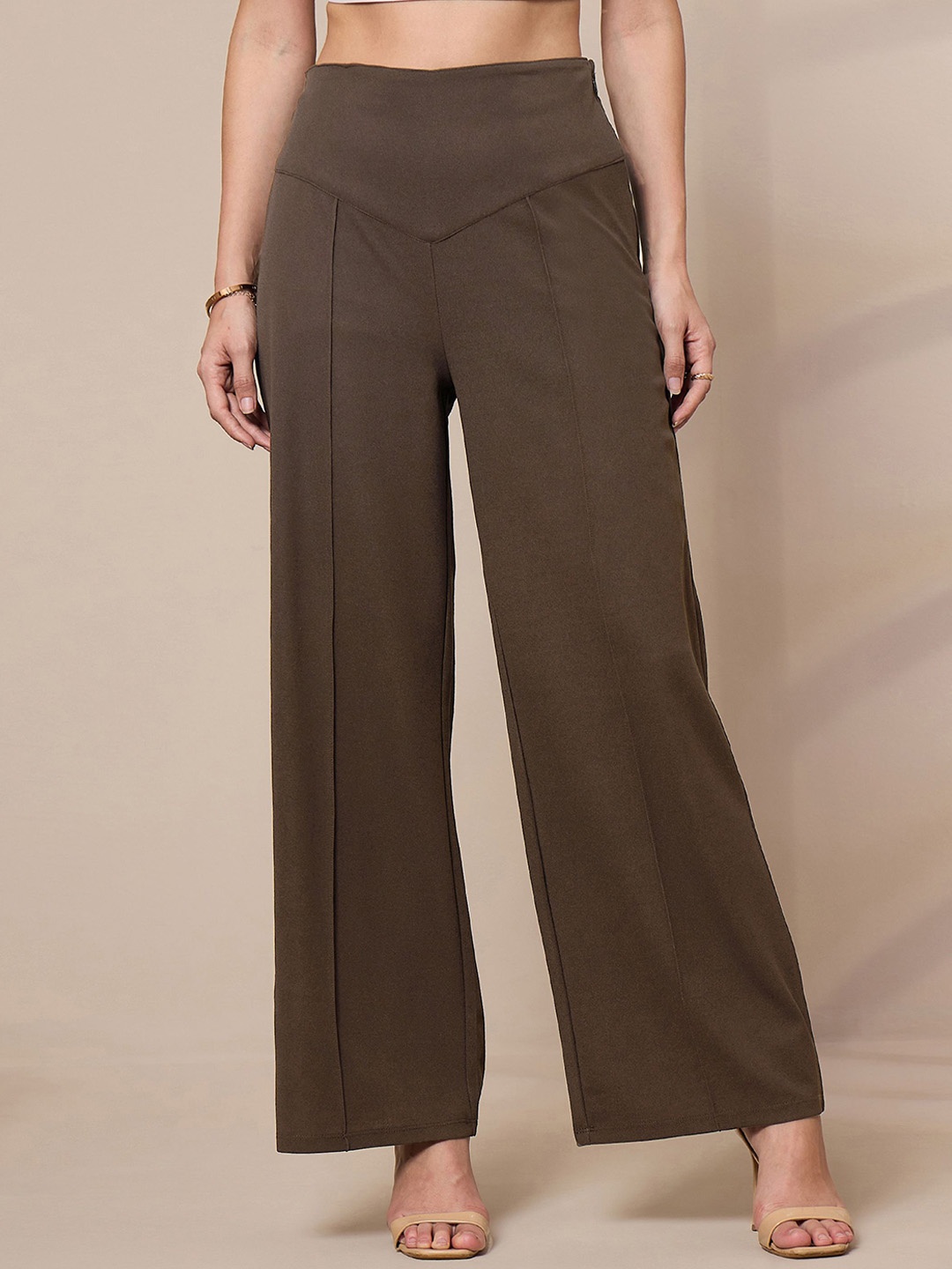 

SASSAFRAS worklyf Women Relaxed Straight Leg Trousers, Brown