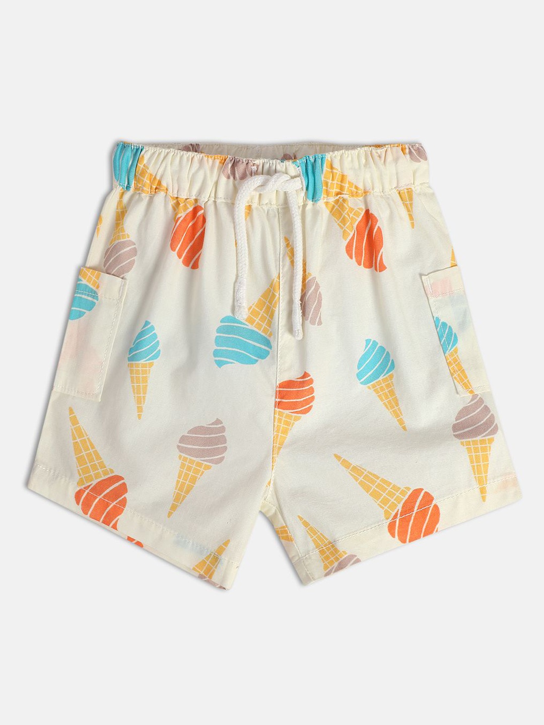 

MINI KLUB Boys Conversational Printed Shorts, Cream