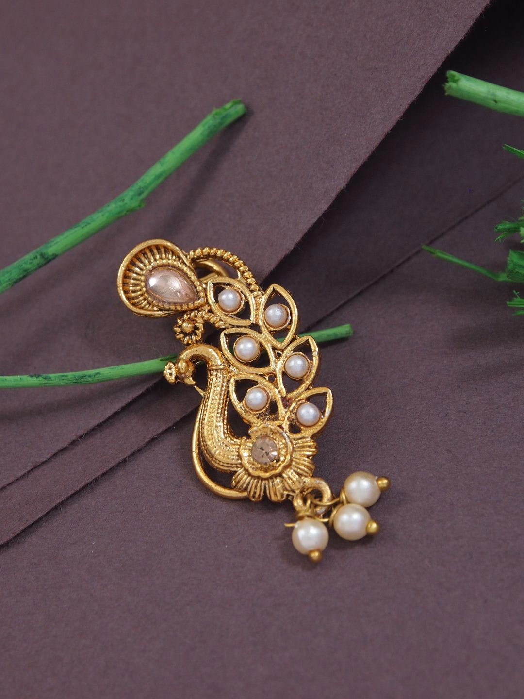 

I Jewels Gold Plated Beaded Ring Nosepin