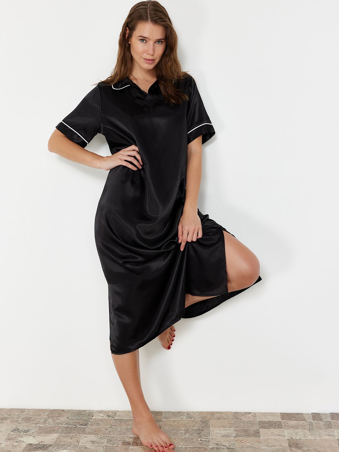 

Trendyol Midi Sweat Nightdress, Black