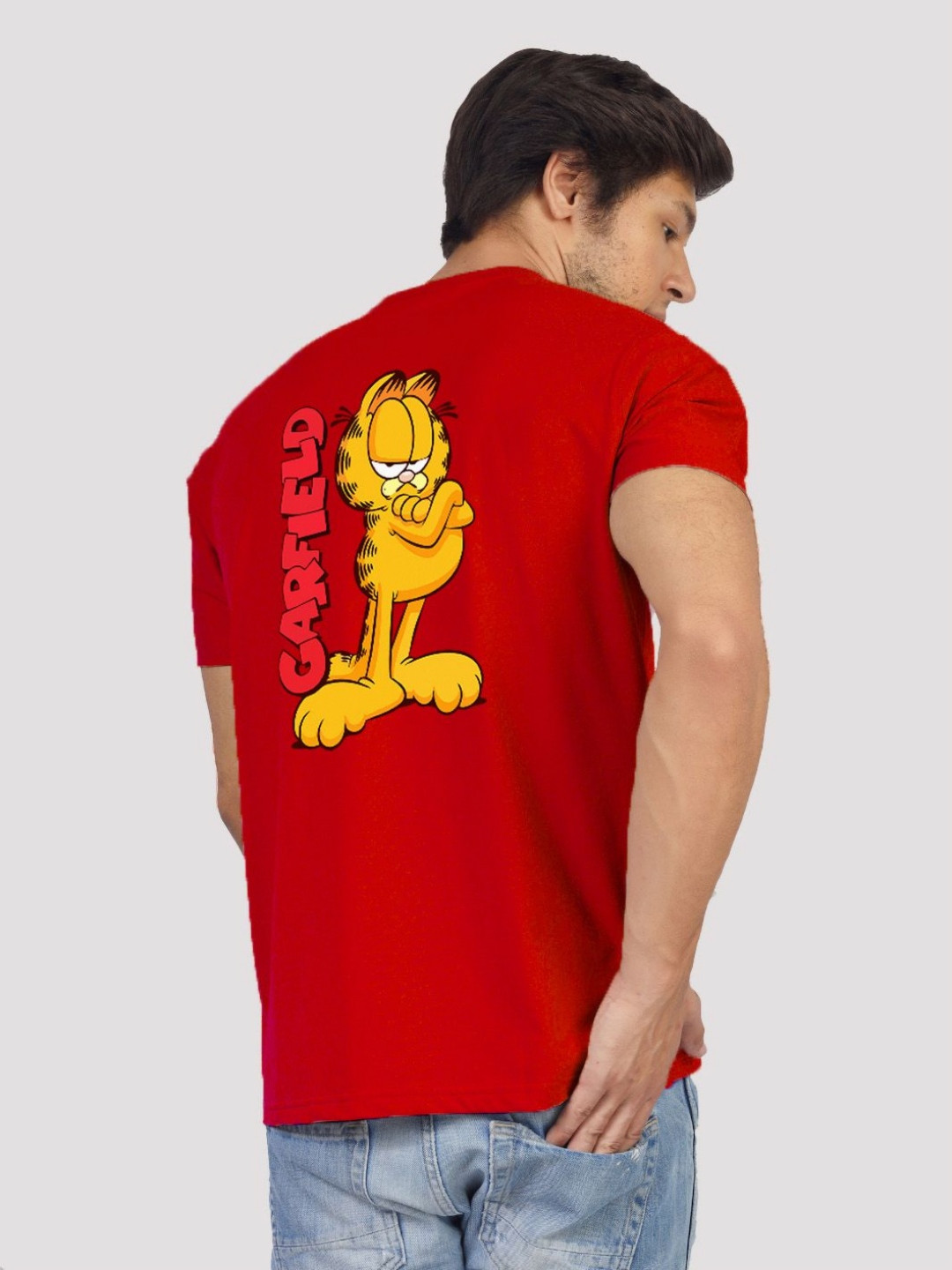 

Greylongg Men Graphic Printed Round Neck Cotton T-shirt, Red
